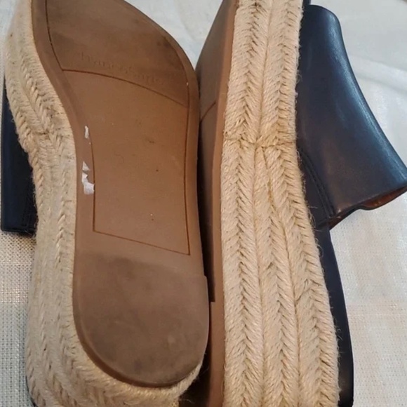Franco Sarto Leather Platform  Espadrille Sandals Size 7.5 Navy Blue/Tan - Picture 4 of 5